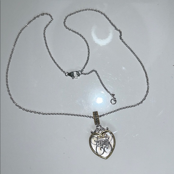 NWOT Mother of Pearl Chrome Diopside Gemstone Heart Lock Designer Necklace - Picture 4 of 6